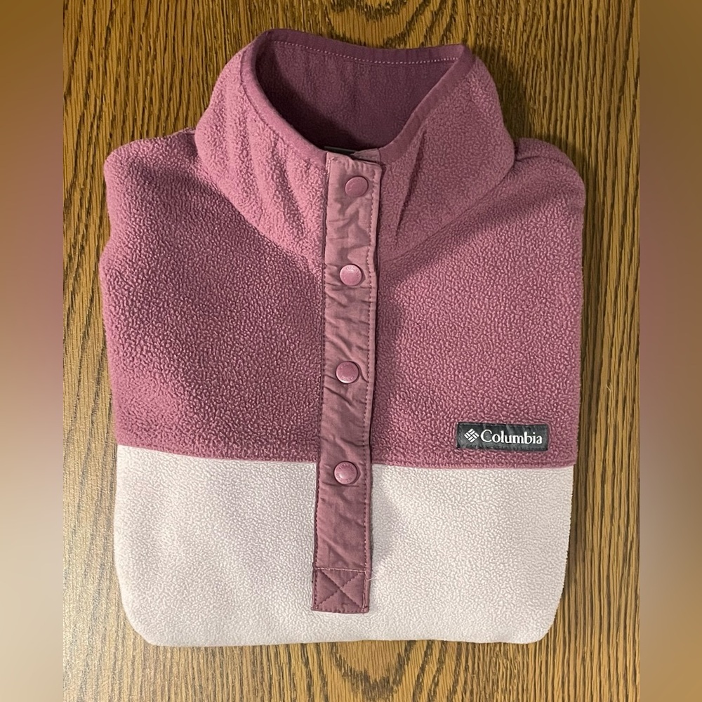 Columbia Pink and Cream Fleece Pullover